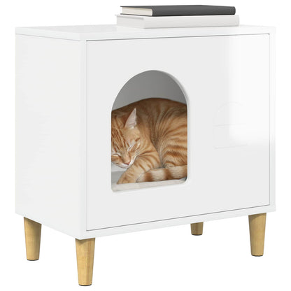 Cat House Gloss White 51 x 30 x 52 cm Engineered Wood
