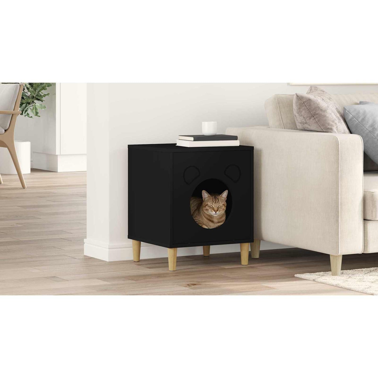 Cat House Black 42.5 x 40 x 53 cm Engineered Wood