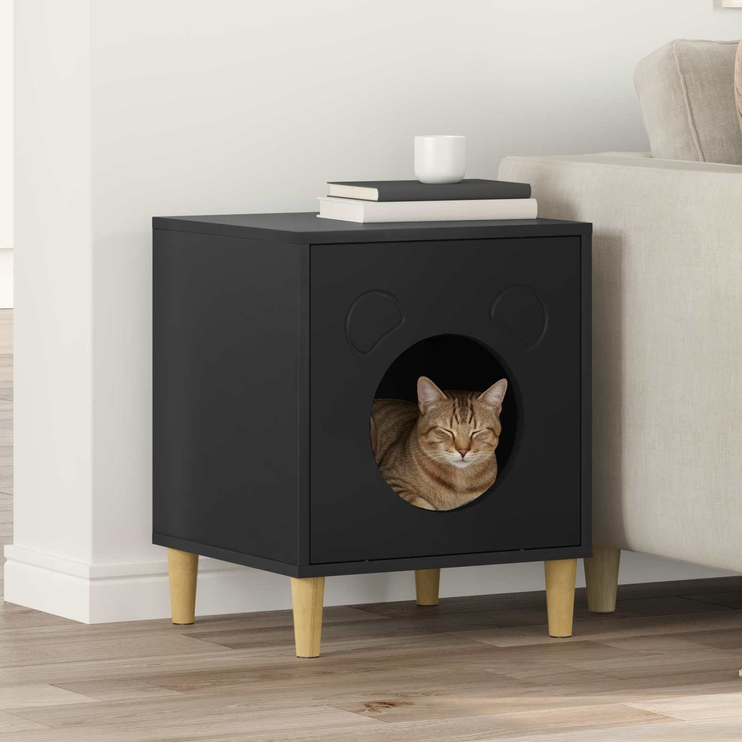 Cat House Black 42.5 x 40 x 53 cm Engineered Wood