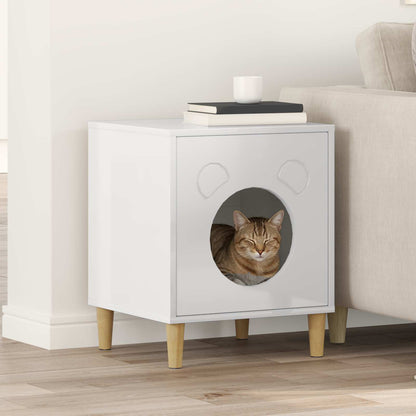 Cat House Gloss White 42.5 x 40 x 53 cm Engineered Wood