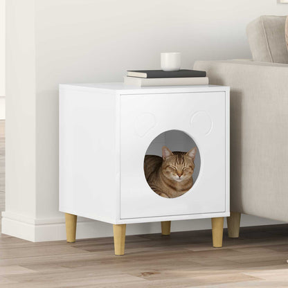 Cat House Gloss White 42.5 x 40 x 53 cm Engineered Wood