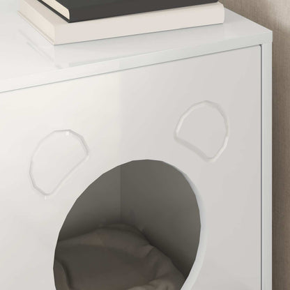 Cat House Gloss White 42.5 x 40 x 53 cm Engineered Wood