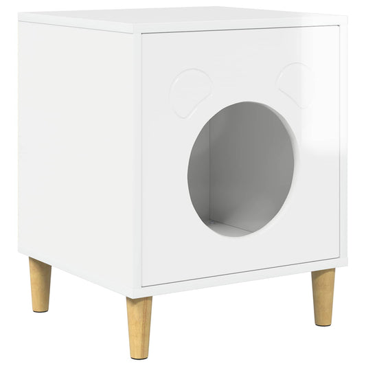 Cat House Gloss White 42.5 x 40 x 53 cm Engineered Wood