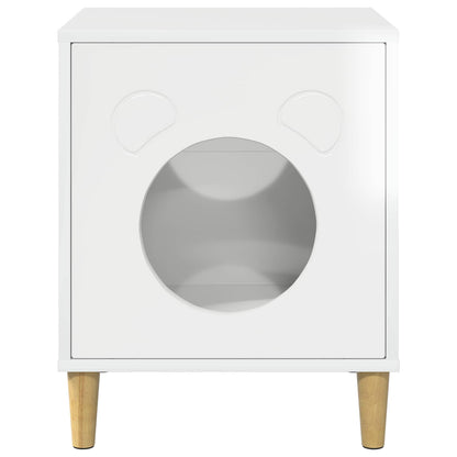 Cat House Gloss White 42.5 x 40 x 53 cm Engineered Wood