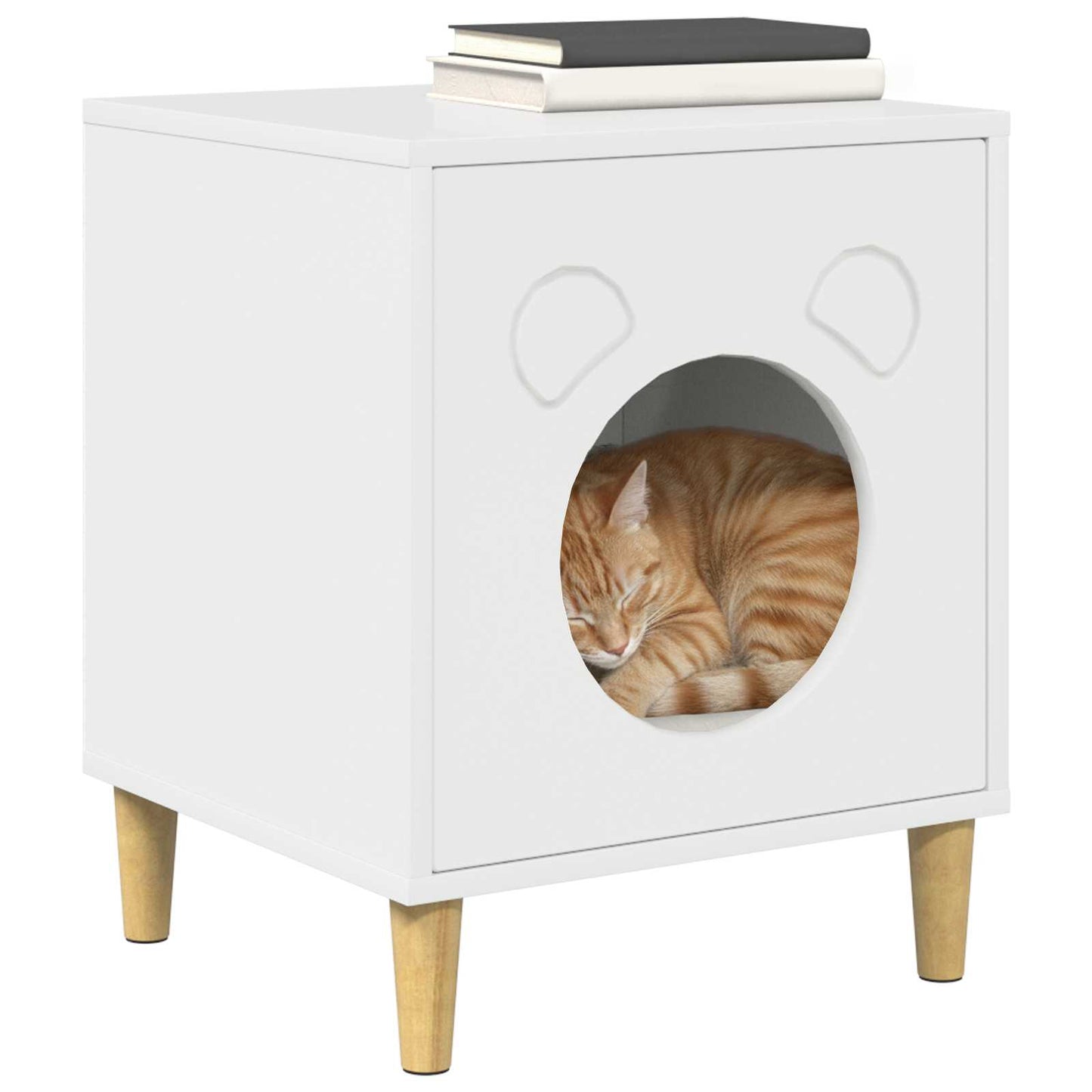 Cat House Gloss White 42.5 x 40 x 53 cm Engineered Wood
