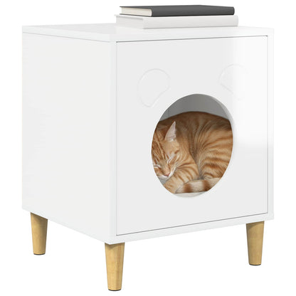 Cat House Gloss White 42.5 x 40 x 53 cm Engineered Wood