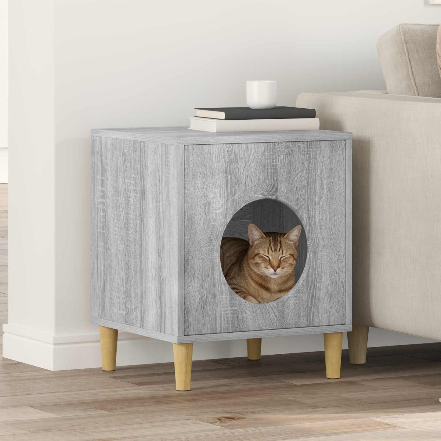 Cat House Grey Sonoma 42.5 x 40 x 53 cm Engineered Wood