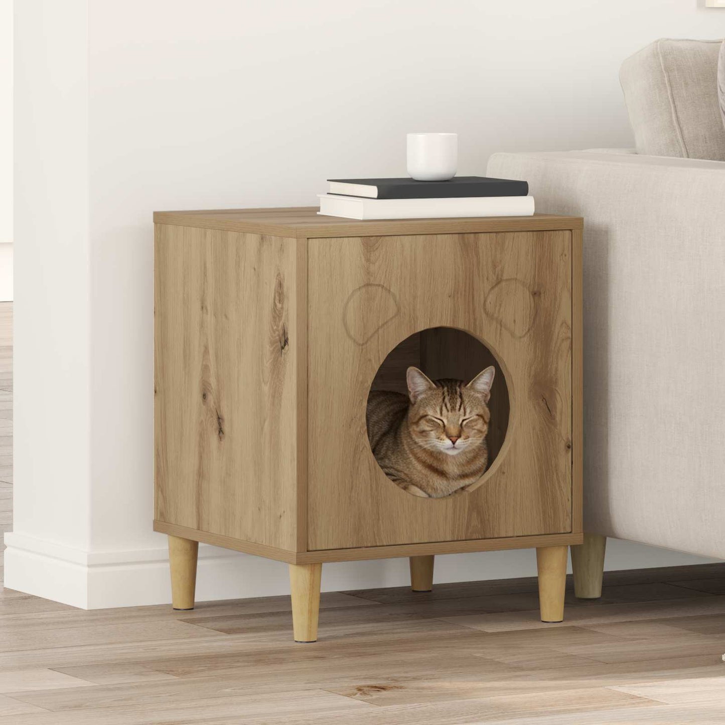 Cat House Artisian Oak 42.5 x 40 x 53 cm Engineered Wood