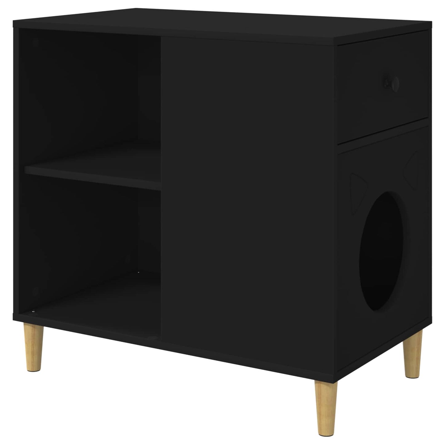 Cat House Black 72 x 42.5 x 70 cm Engineered Wood