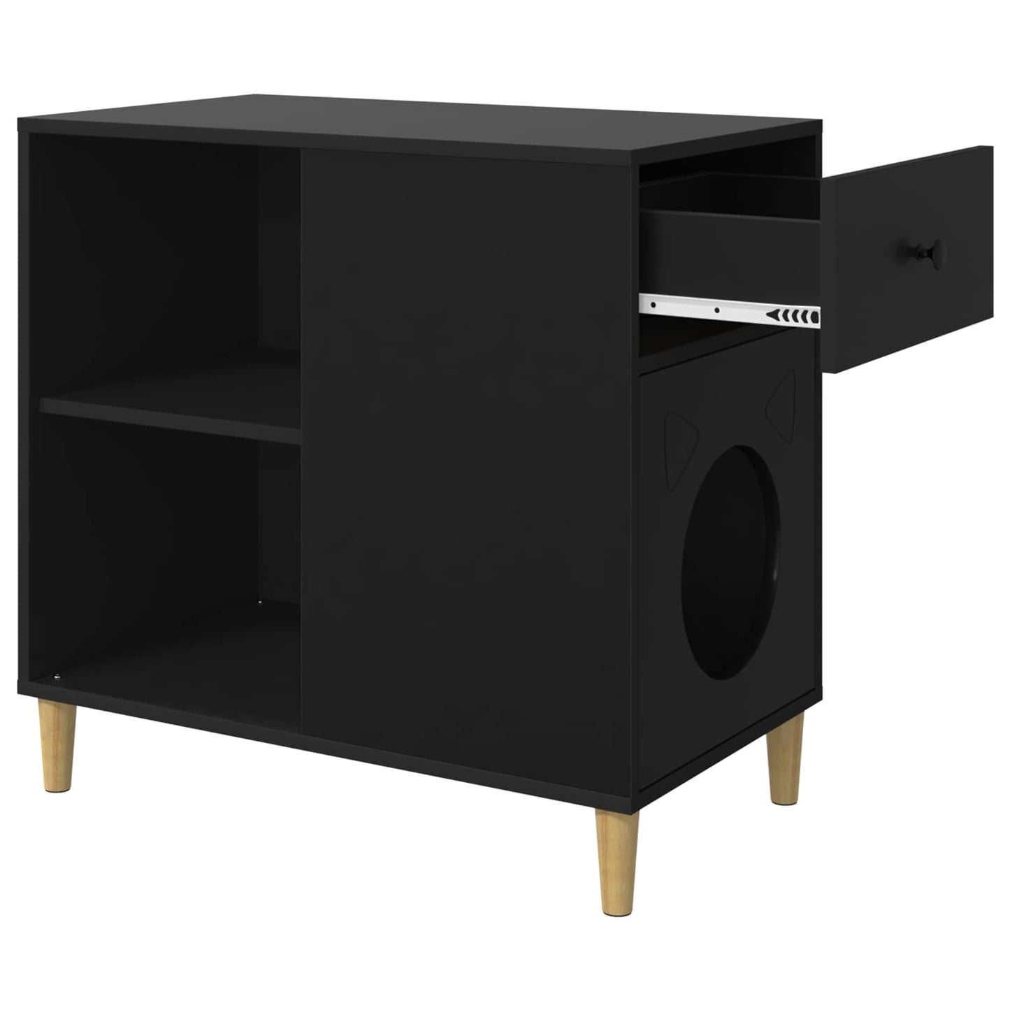 Cat House Black 72 x 42.5 x 70 cm Engineered Wood
