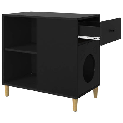 Cat House Black 72 x 42.5 x 70 cm Engineered Wood