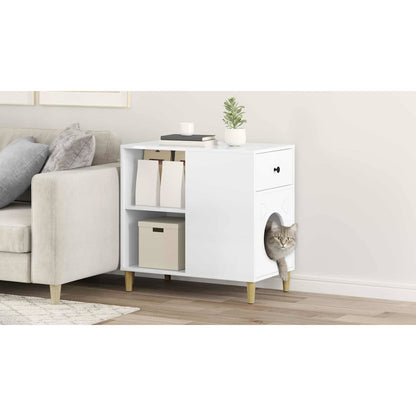 Cat House Gloss White 72 x 42.5 x 70 cm Engineered Wood