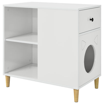 Cat House Gloss White 72 x 42.5 x 70 cm Engineered Wood