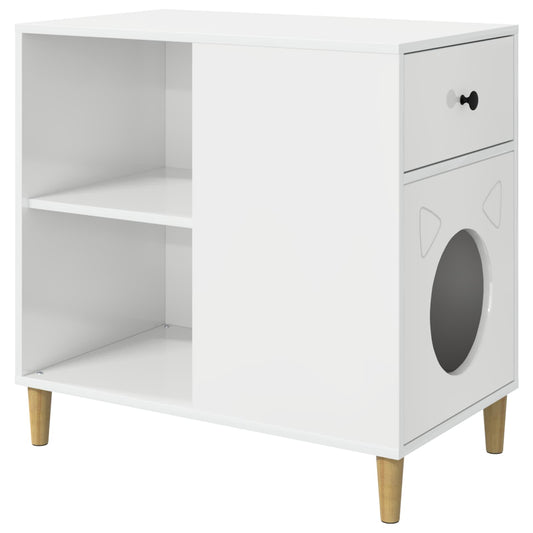 Cat House Gloss White 72 x 42.5 x 70 cm Engineered Wood
