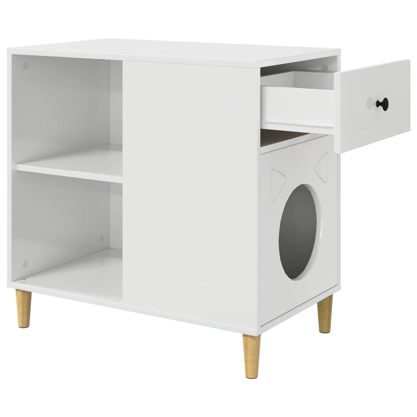 Cat House Gloss White 72 x 42.5 x 70 cm Engineered Wood