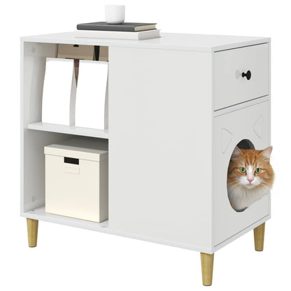 Cat House Gloss White 72 x 42.5 x 70 cm Engineered Wood