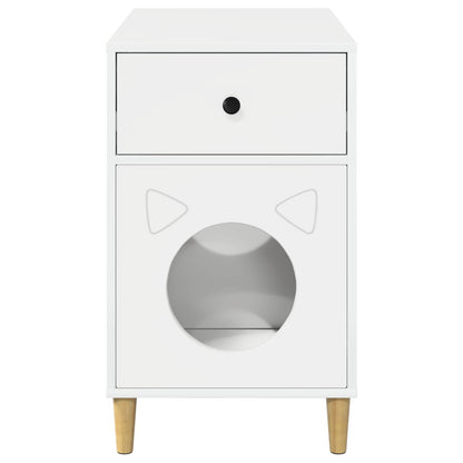 Cat House Gloss White 72 x 42.5 x 70 cm Engineered Wood