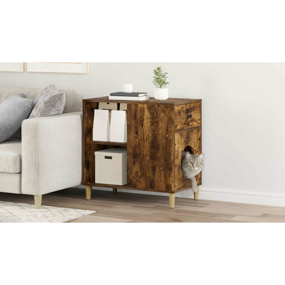 Cat House Smoked Oak 72 x 42.5 x 70 cm Engineered Wood