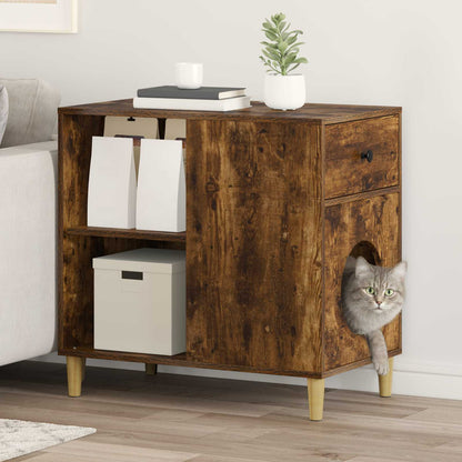 Cat House Smoked Oak 72 x 42.5 x 70 cm Engineered Wood