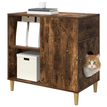 Cat House Smoked Oak 72 x 42.5 x 70 cm Engineered Wood