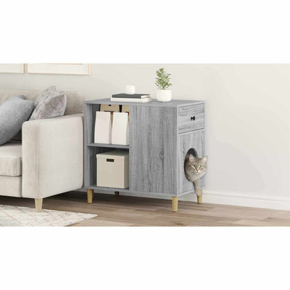 Cat House Grey Sonoma 72 x 42.5 x 70 cm Engineered Wood