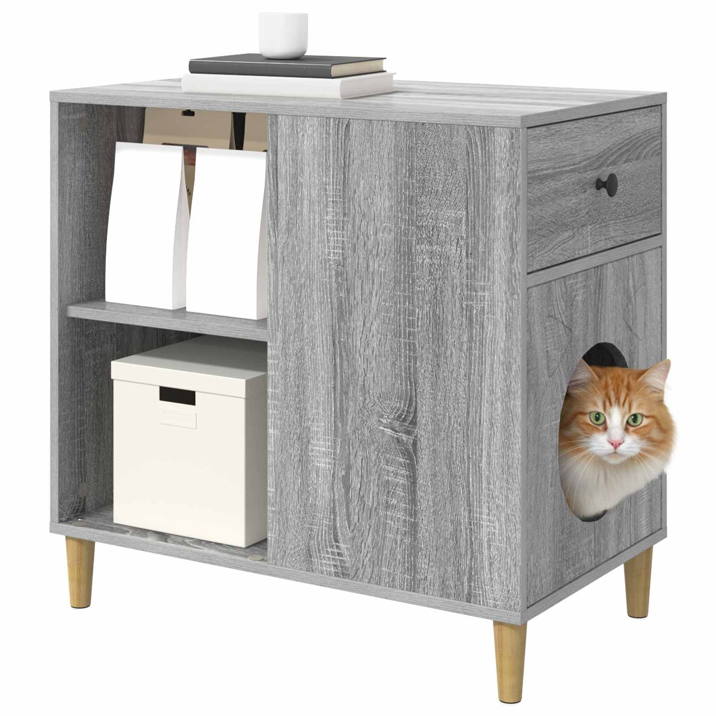 Cat House Grey Sonoma 72 x 42.5 x 70 cm Engineered Wood