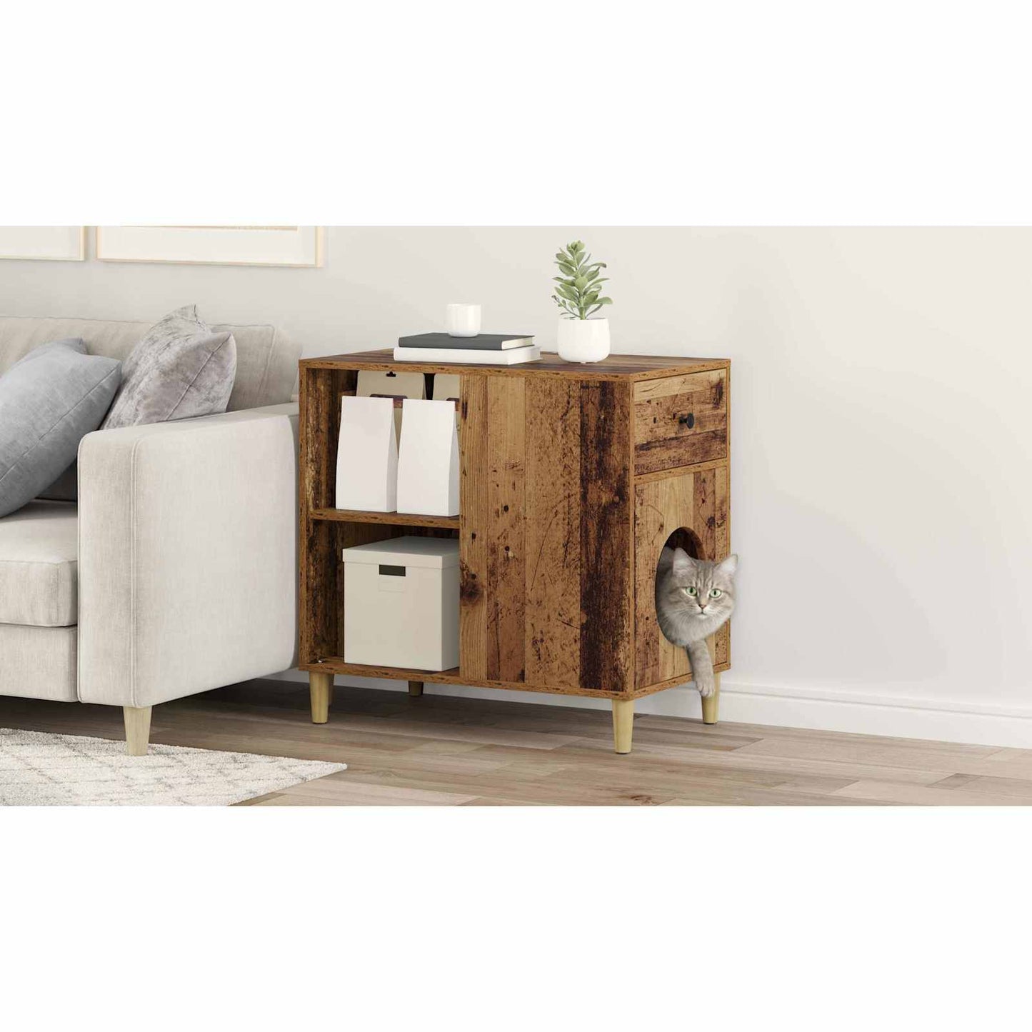 Cat House Old Wood 72 x 42.5 x 70 cm Engineered Wood