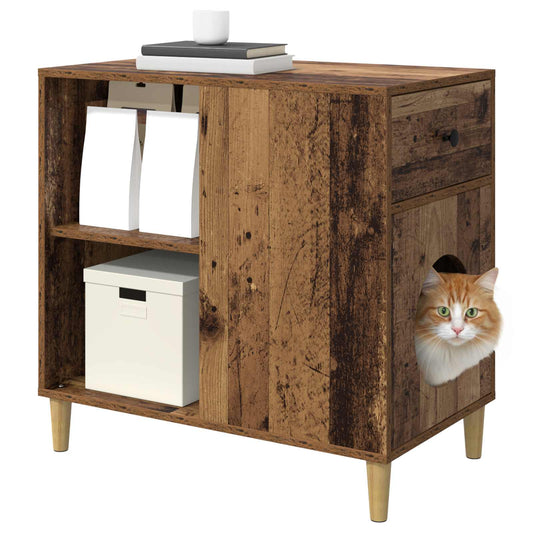 Cat House Old Wood 72 x 42.5 x 70 cm Engineered Wood