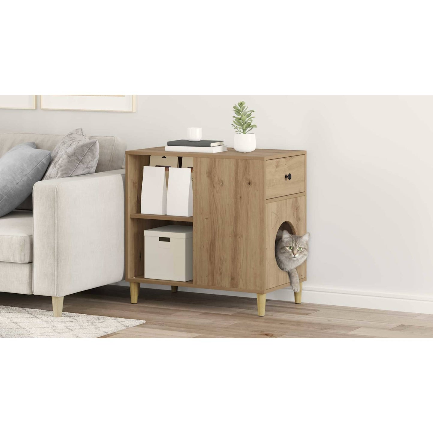 Cat House Artisian Oak 72 x 42.5 x 70 cm Engineered Wood