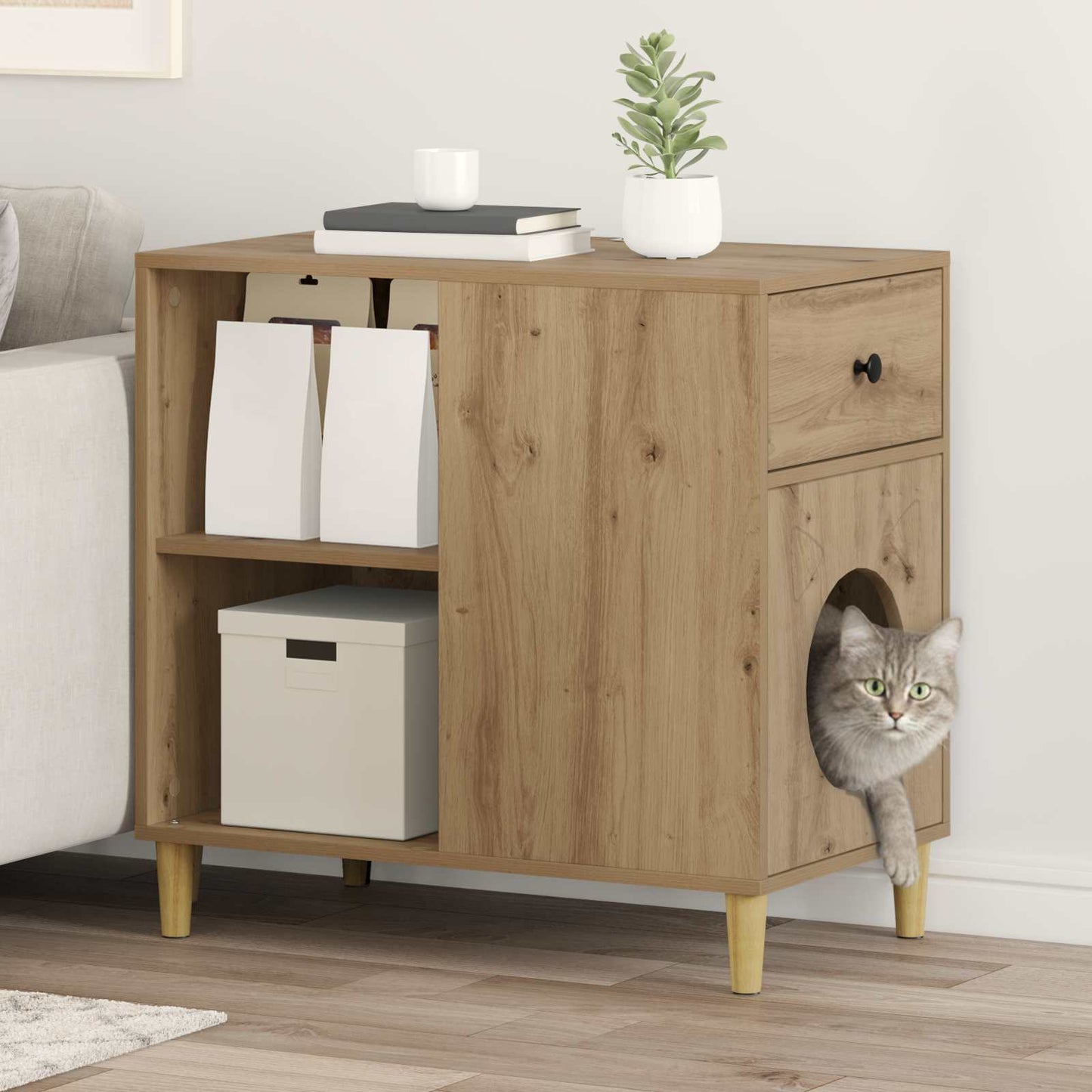 Cat House Artisian Oak 72 x 42.5 x 70 cm Engineered Wood