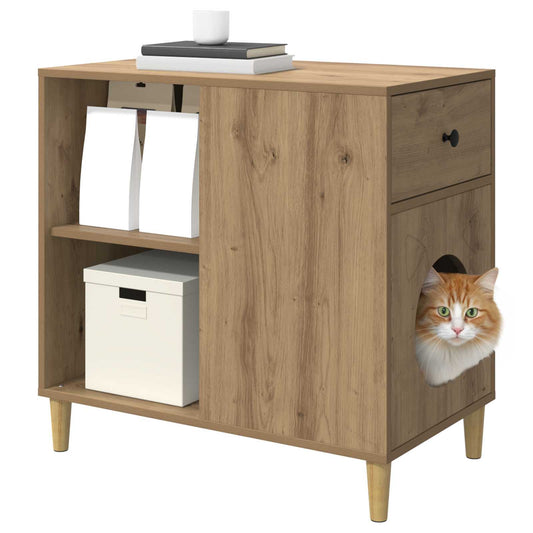 Cat House Artisian Oak 72 x 42.5 x 70 cm Engineered Wood