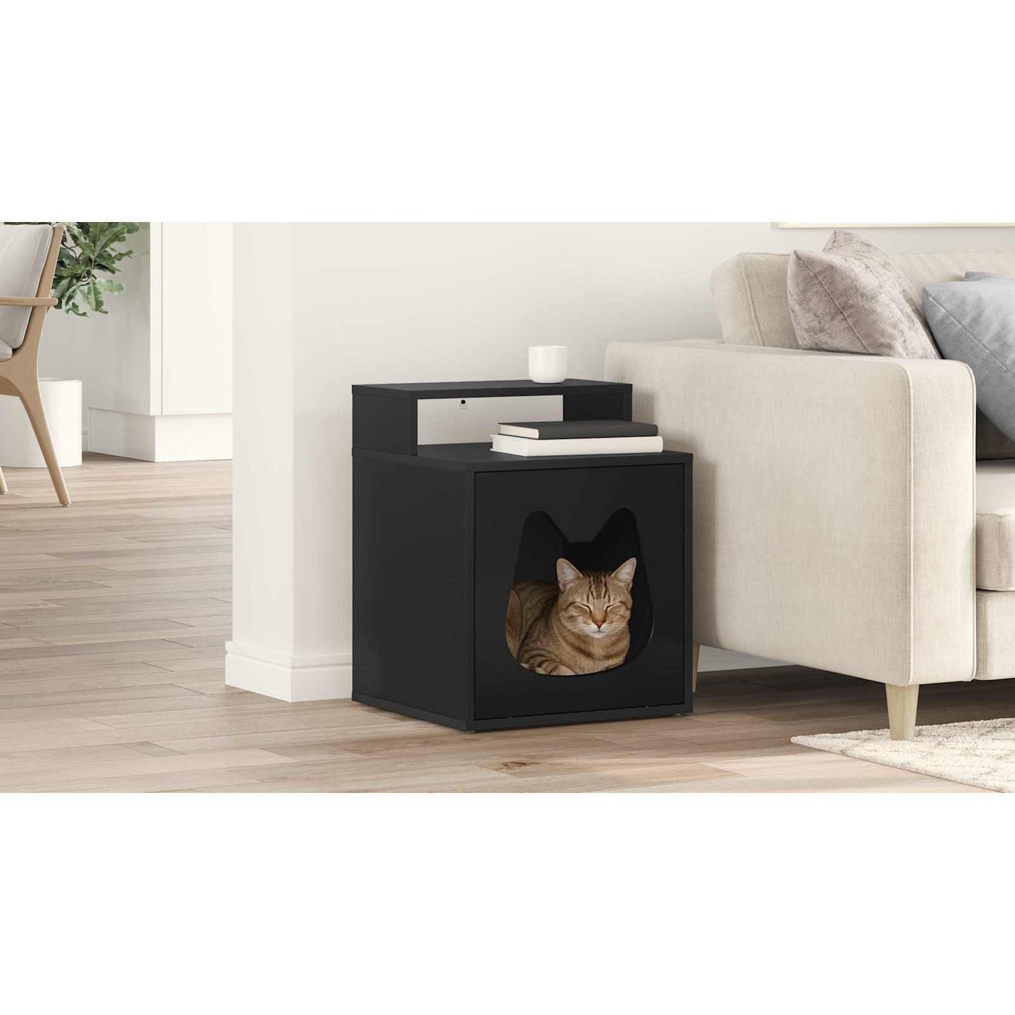 Cat House Black 42.5 x 40 x 53.5 cm Engineered Wood