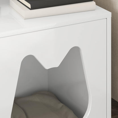 Cat House Gloss White 42.5 x 40 x 53.5 cm Engineered Wood