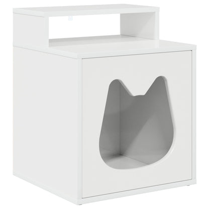 Cat House Gloss White 42.5 x 40 x 53.5 cm Engineered Wood