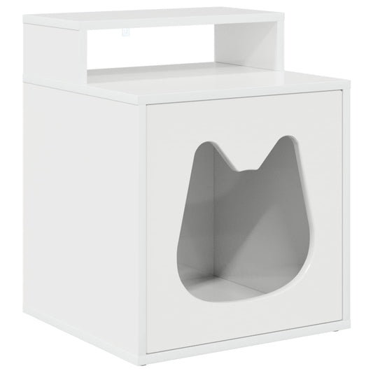Cat House Gloss White 42.5 x 40 x 53.5 cm Engineered Wood