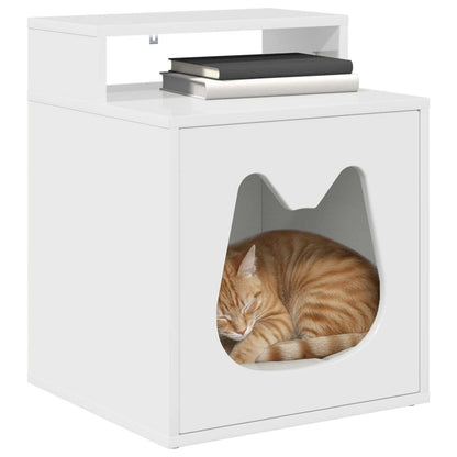 Cat House Gloss White 42.5 x 40 x 53.5 cm Engineered Wood