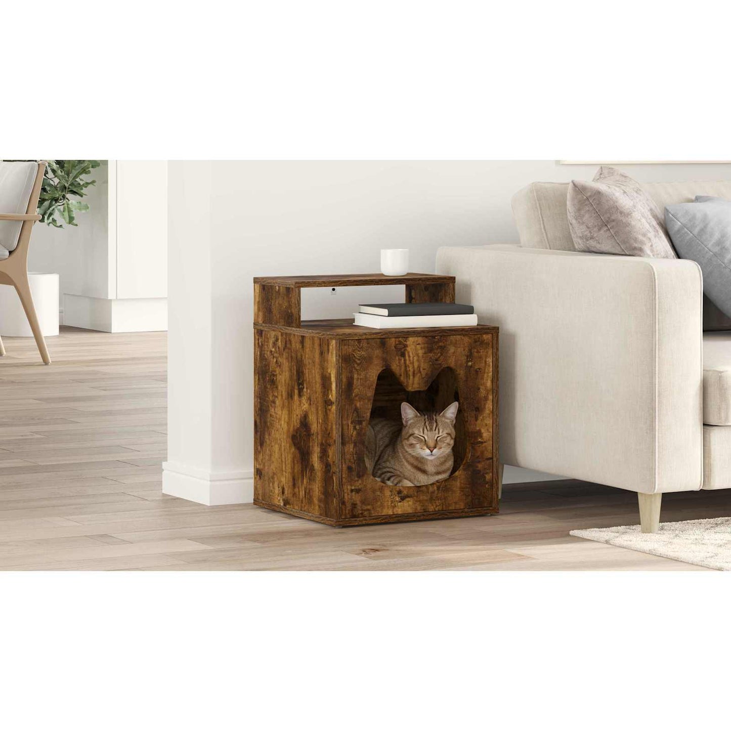 Cat House Smoked Oak 42.5 x 40 x 53.5 cm Engineered Wood