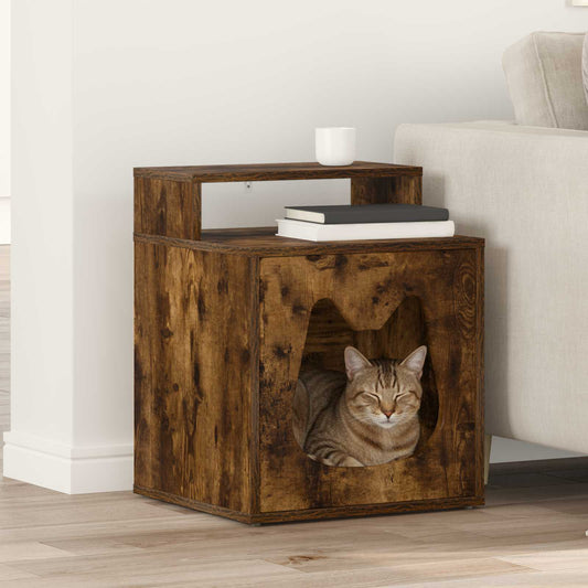 Cat House Smoked Oak 42.5 x 40 x 53.5 cm Engineered Wood