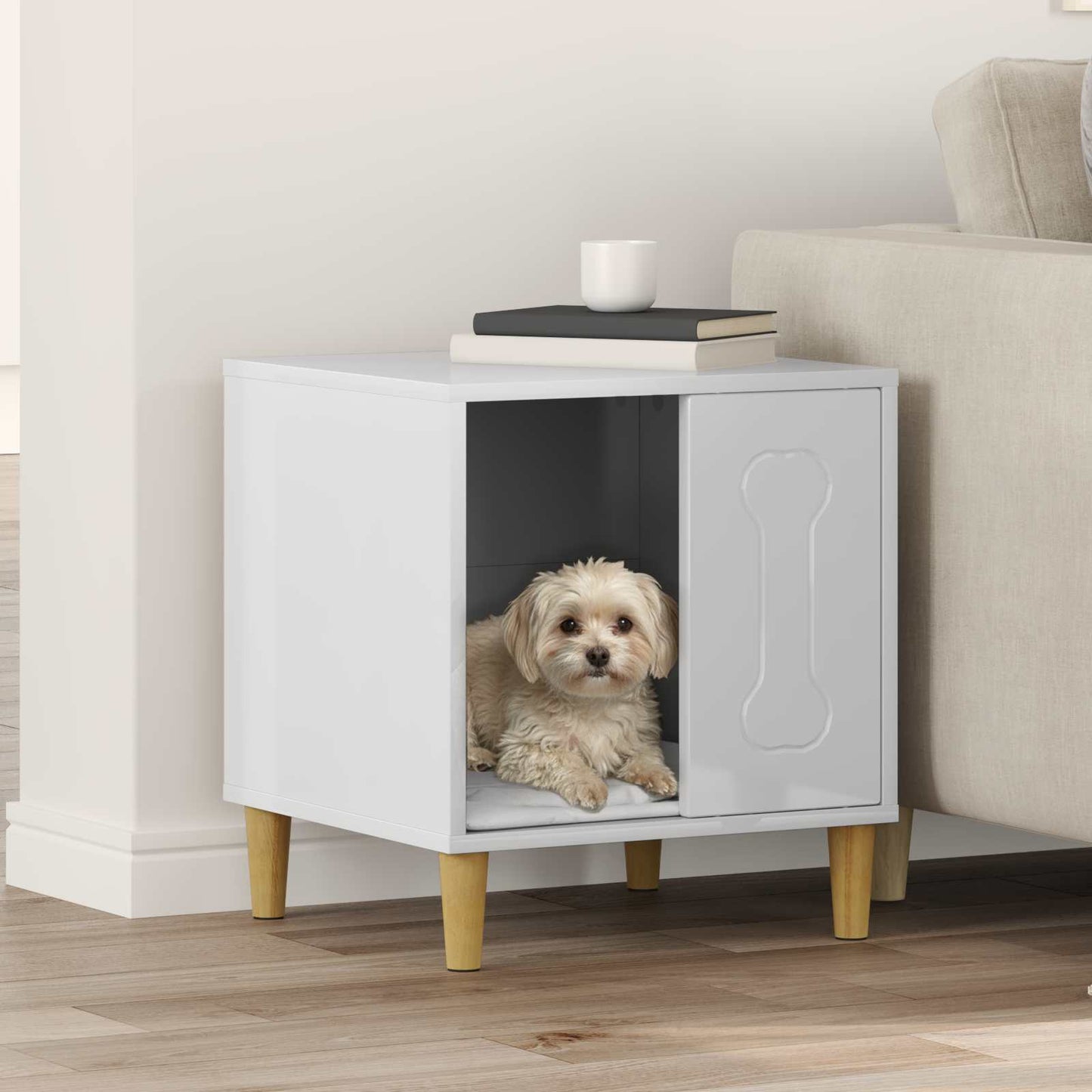 Dog House Gloss White 44 x 42 x 49 cm Engineered Wood