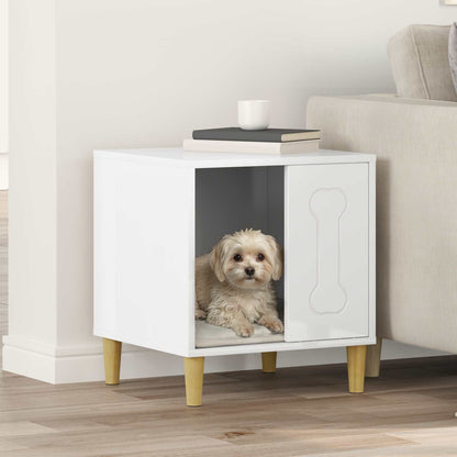 Dog House Gloss White 44 x 42 x 49 cm Engineered Wood