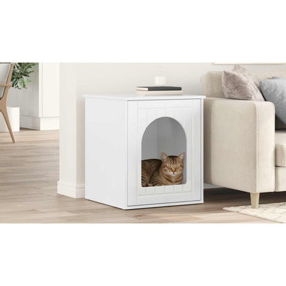 Cat House Gloss White 53 x 52 x 62 cm Engineered Wood