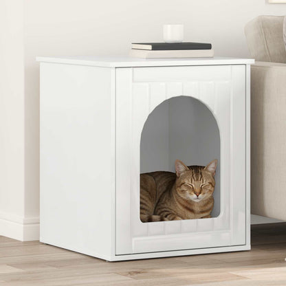 Cat House Gloss White 53 x 52 x 62 cm Engineered Wood