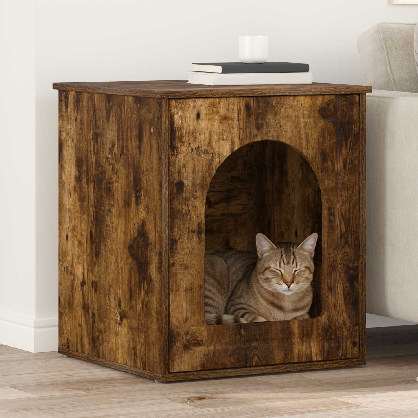 Cat House Smoked Oak 53 x 52 x 62 cm Engineered Wood
