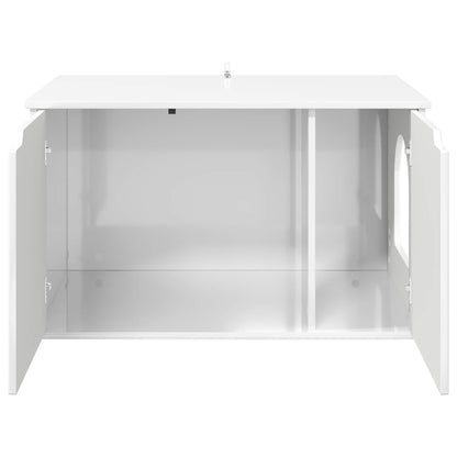 Cat House Gloss White 85 x 55 x 50.5 cm Engineered Wood