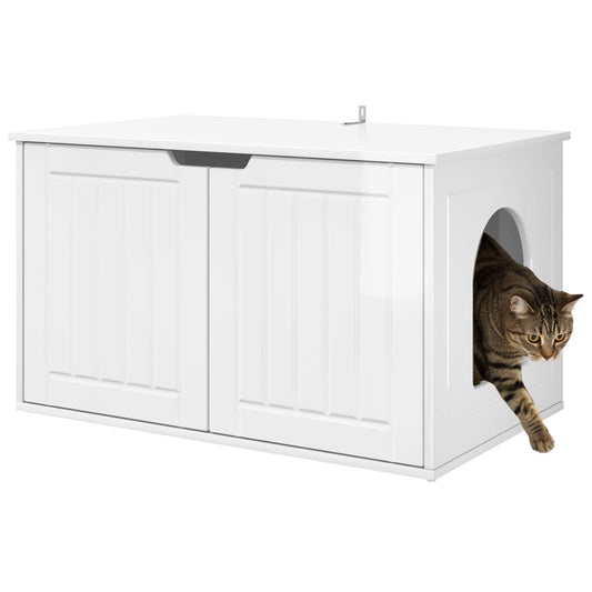 Cat House Gloss White 85 x 55 x 50.5 cm Engineered Wood