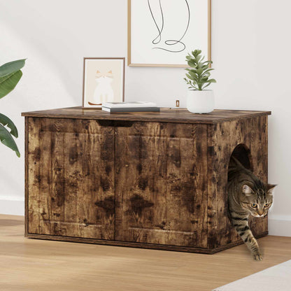 Cat House Smoked Oak 85 x 55 x 50.5 cm Engineered Wood