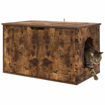 Cat House Smoked Oak 85 x 55 x 50.5 cm Engineered Wood