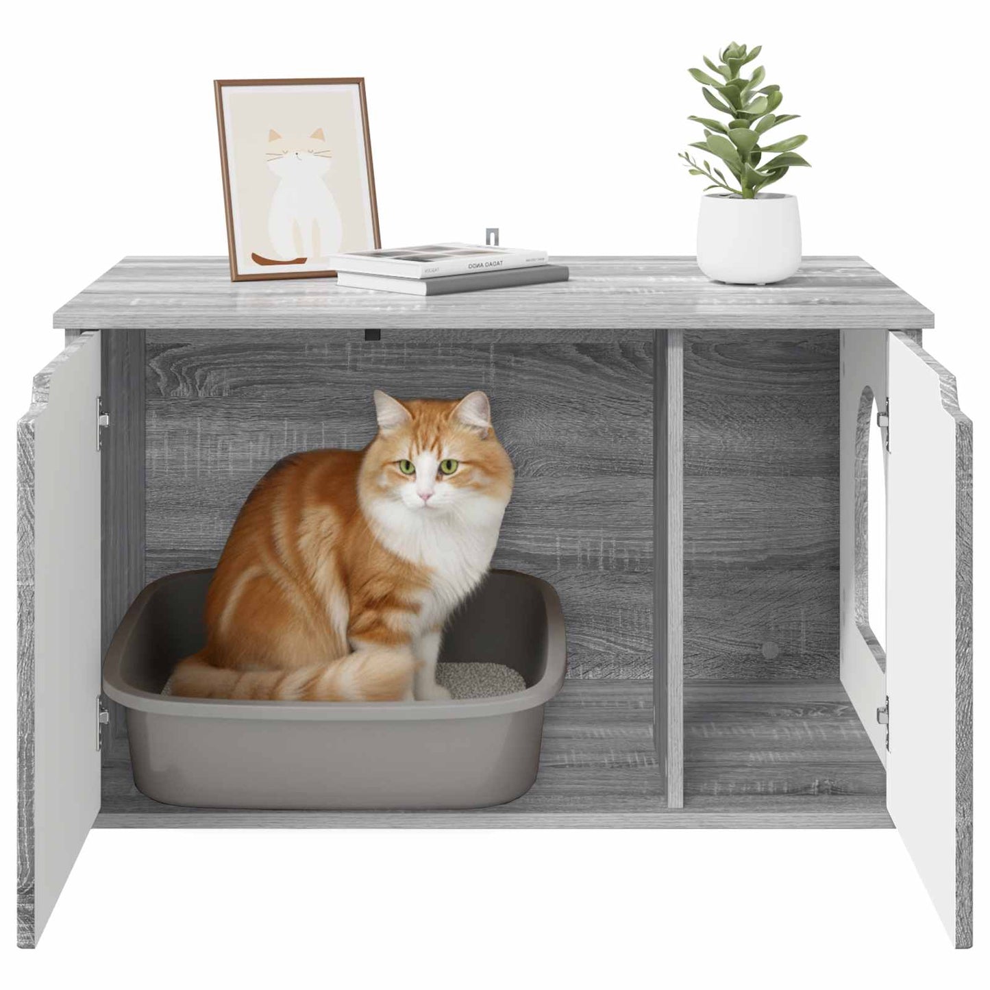 Cat House Grey Sonoma 85 x 55 x 50.5 cm Engineered Wood