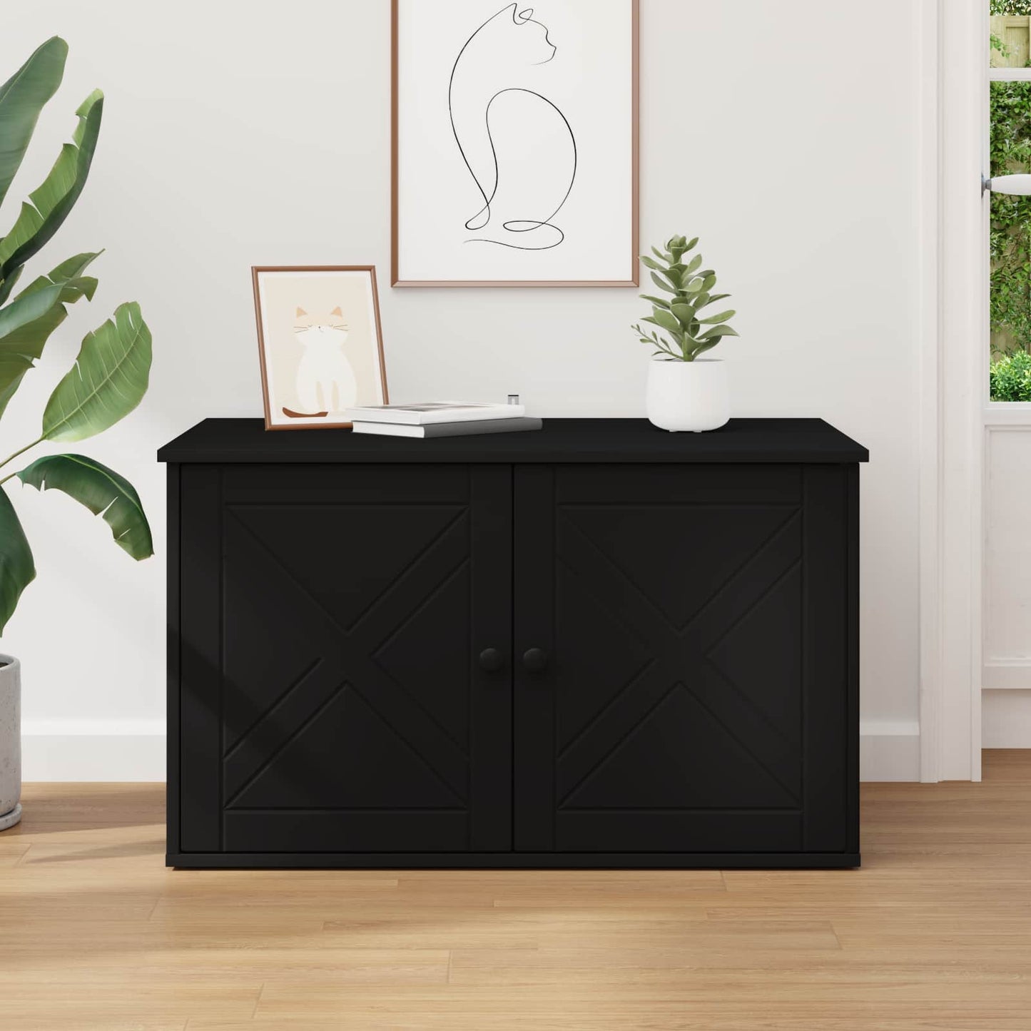 Cat House Black 85 x 55 x 50.5 cm Engineered Wood