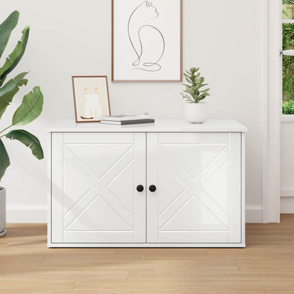 Cat House Gloss White 85 x 55 x 50 cm Engineered Wood